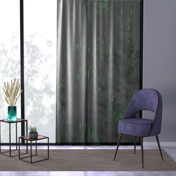 Contemporary green and black pixel matrix window curtain