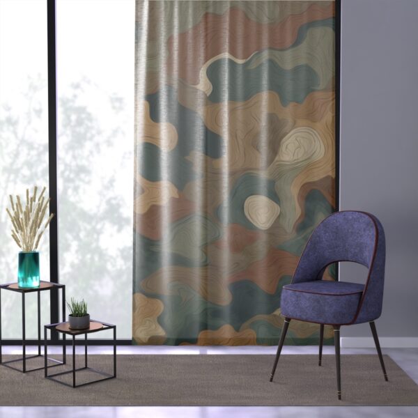 Modern curtain with abstract geometric shapes in earthy tones