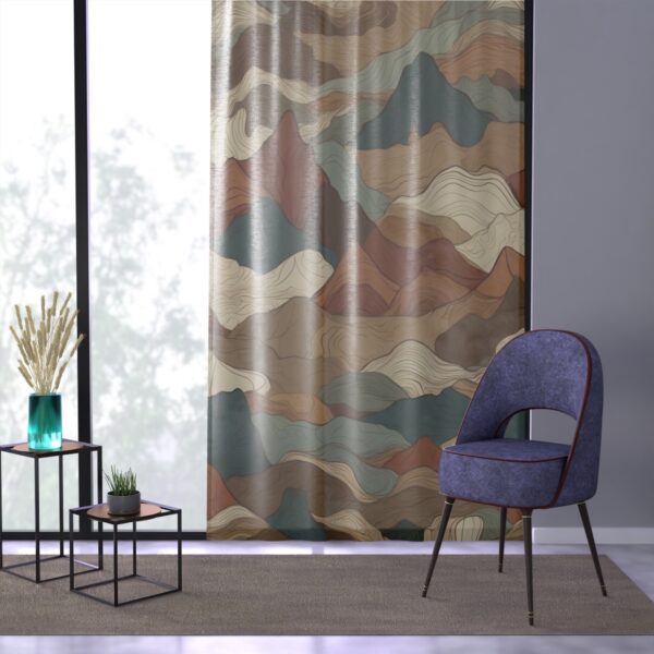 Warm earthy toned curtain with natural topography pattern