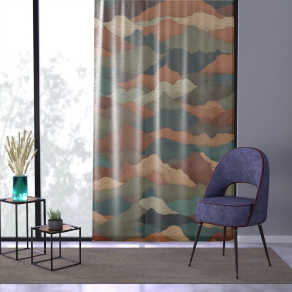 Organic toned window curtain with earth contour pattern