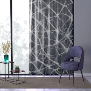 White nautical net pattern on sheer grey curtain