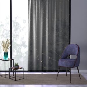 Starry night sky window curtain with geometric shapes