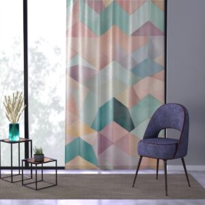 Pastel triangles and hexagons blend window curtain