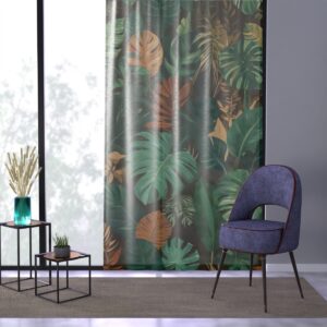 Window curtain with lush geometric allure and forest beauty