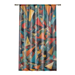 Window curtain with bold geometry and vivid colors