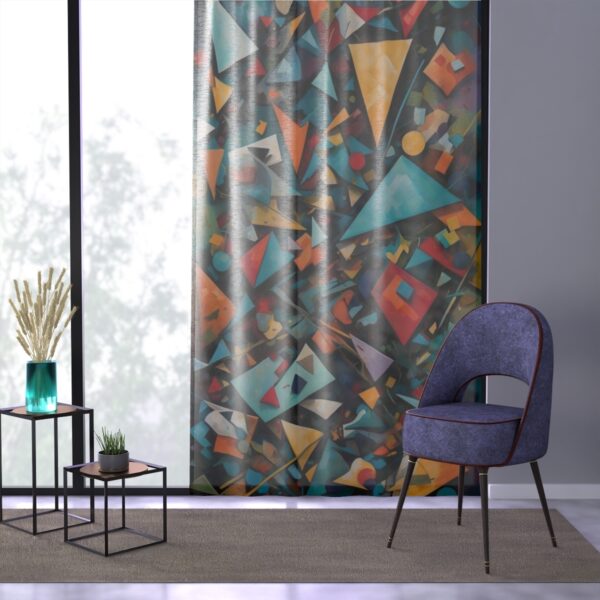 Curtain with bold geometric patterns blending chaos and style