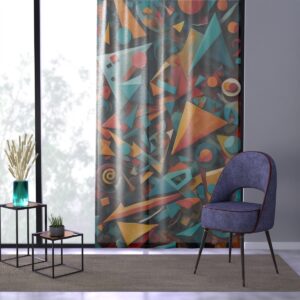 Curtain with vibrant mélange of geometric shapes