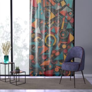 Curtain with spontaneous arrangement of geometric shapes