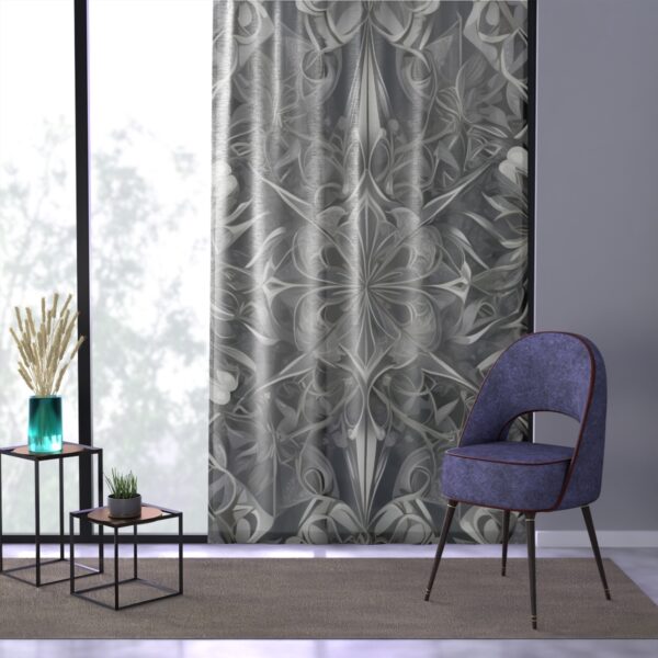 Curtain with elegant silver and grey geometric pattern