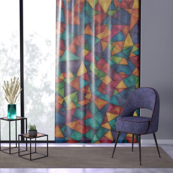 Curtain with artful display of vibrant colors and shapes