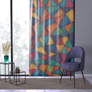 Colorful curtain with story of geometric forms