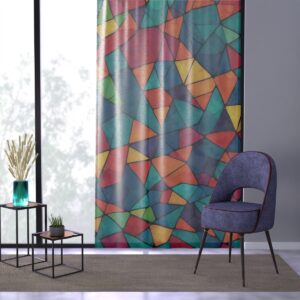 Playful curtain with burst of geometric colors