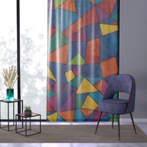 Curtain with colorful geometric tessellation design