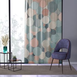 Curtain with soft-hued geometric shapes