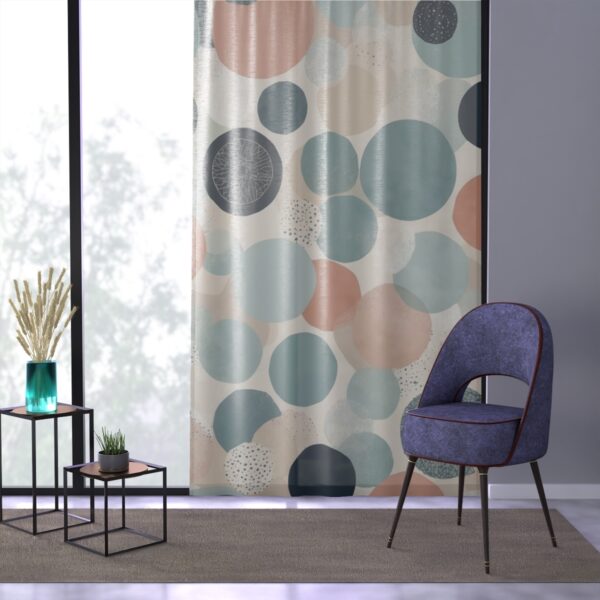 Curtain with muted tones and simple shapes