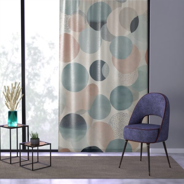 Curtain with geometric pattern in soft hues