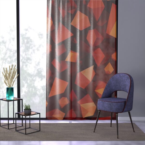 Red and orange hues geometric window curtain