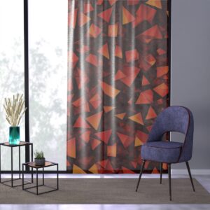 Bold geometric window curtain in warm hues