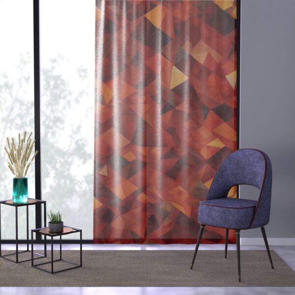 Geometric red and orange window curtain