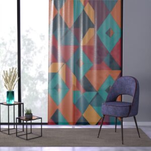 Rhythmic Rhombuses - Our Rhythmic Rhombuses Window Curtain is a celebration of shape and color, featuring a lively array of interlacing rhombuses in a duo-tone scheme that will bring energy and a modern twist to any room.