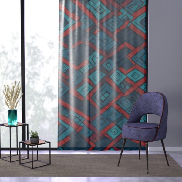 Dynamic duo-toned rhombus pattern window curtain for contemporary elegance