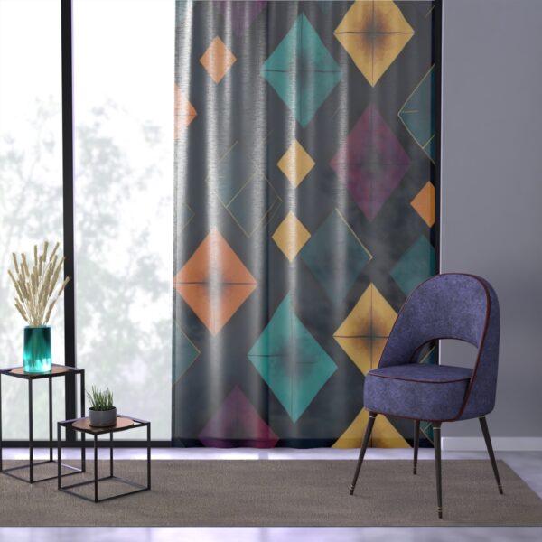 Geometric charm duo-tone rhombus pattern window curtain