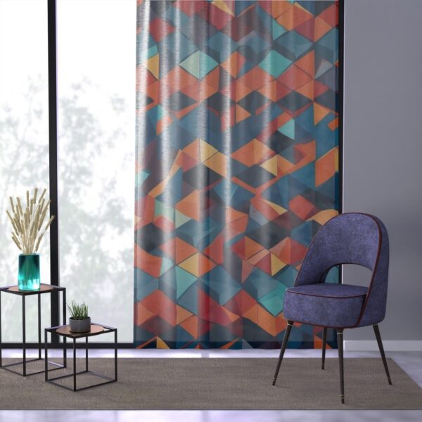 Contemporary duo-tone rhombus pattern window curtain