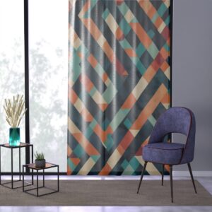 Bold duo-tone rhombus pattern window curtain for dynamic flair