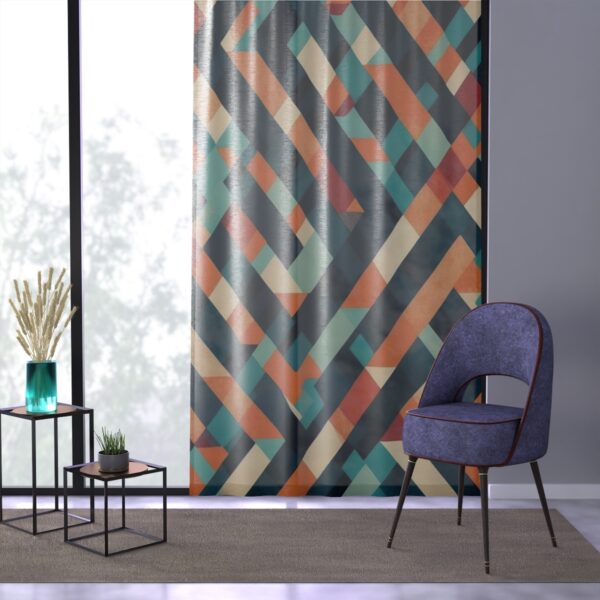 Bold duo-tone rhombus pattern window curtain for dynamic flair