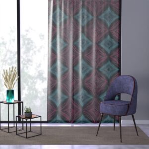 Duo-tone rhombus patterned window curtain with a rhythmic design