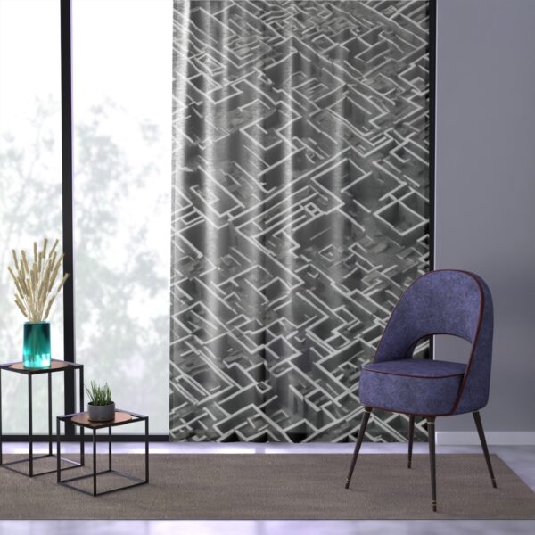 Modern curtain with a sophisticated maze of geometric lines.