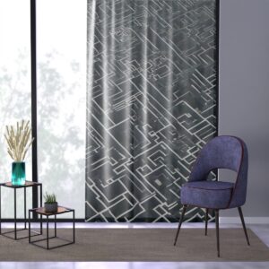 Urban-style curtain with a complex geometric line network.