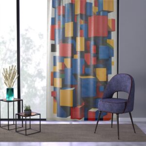 Modern art inspired abstract cubism window curtain