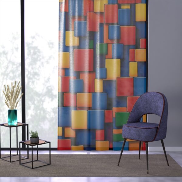 Vibrant abstract cubism art window curtain