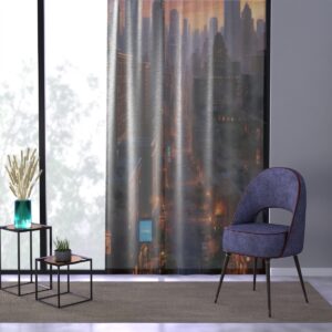 Urban evening scene window curtain