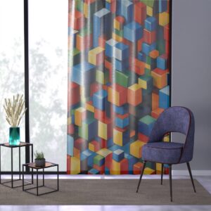 Dynamic abstract cubism art window curtain