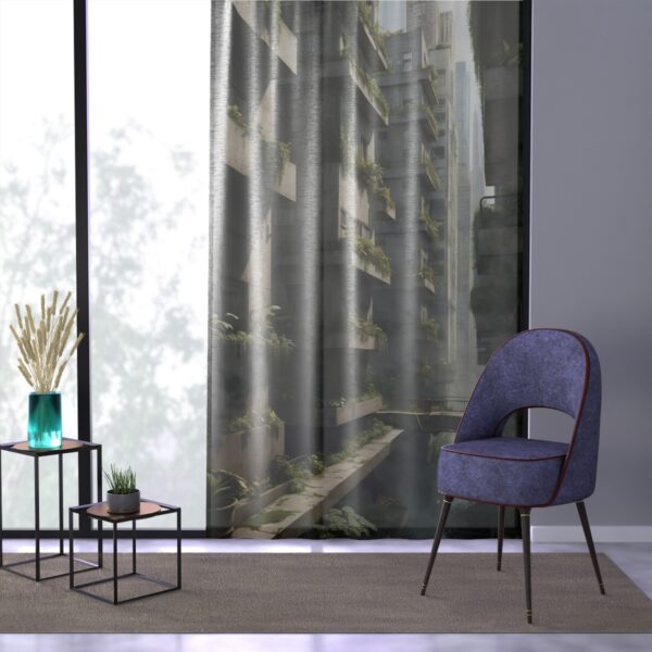 Window curtain featuring bold lines of urbanity in a city-hearted home