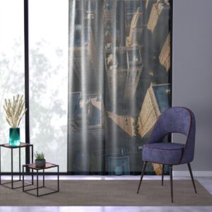 Urban oasis themed curtain with aerial city view in a peaceful room setting