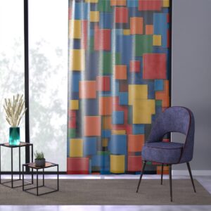 Vibrant cubes and rectangles in primary colors curtain