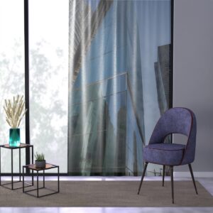 Modern home window curtain with city architecture print