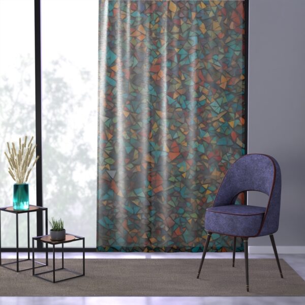 Intricate multicolored geometric shapes window curtain