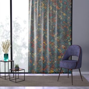 Eye-catching tiny multicolored geometric shapes window curtain