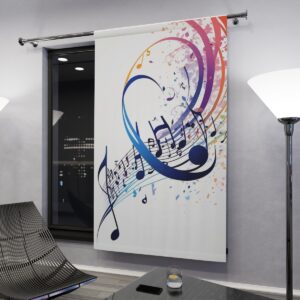 Colorful abstract music notes design window curtain