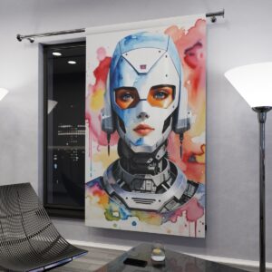 Vibrant robotic portrait window curtain