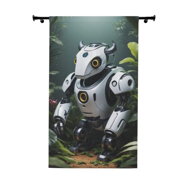 Robot resembling an animal in a jungle setting window curtain