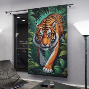 Tiger in jungle design window curtain