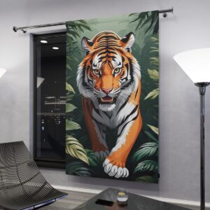 Tiger prowling in the jungle printed window curtain