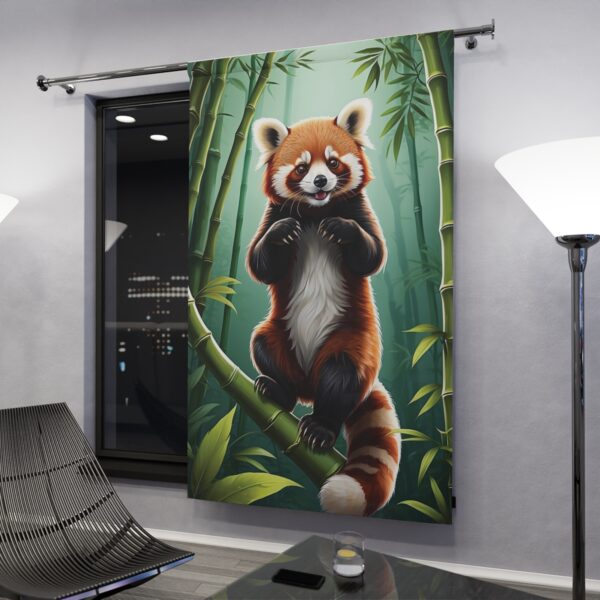 Red panda in bamboo forest window curtain