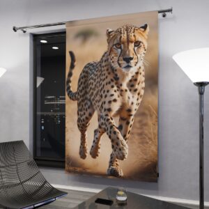 Cheetah sprinting in the savannah window curtain