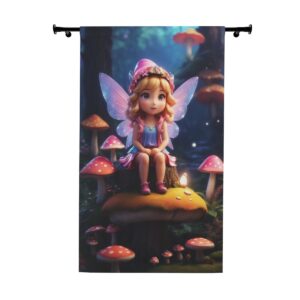 Enchanted forest fairy on mushroom window curtain